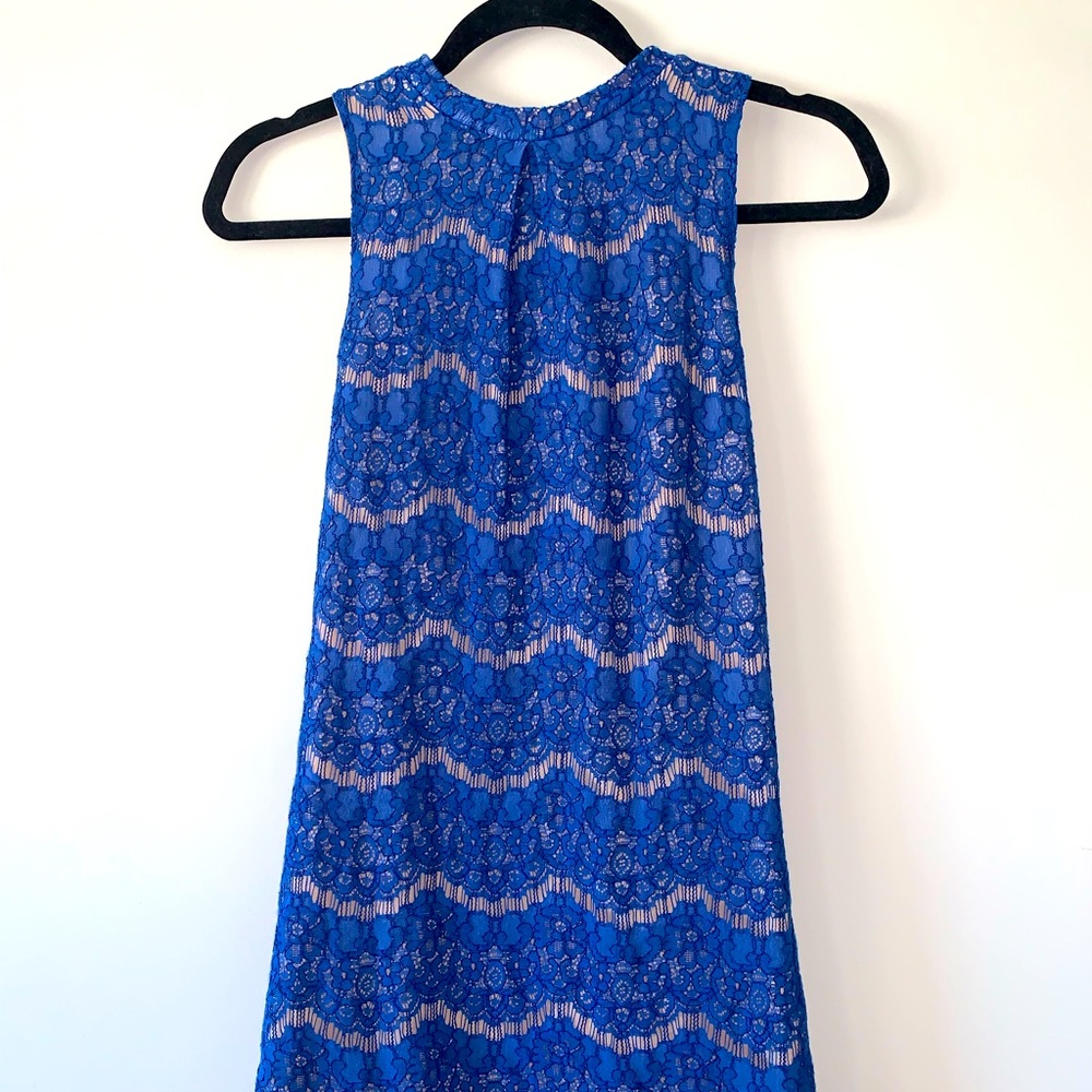 Royal Blue Lace Knee Length Dress- M